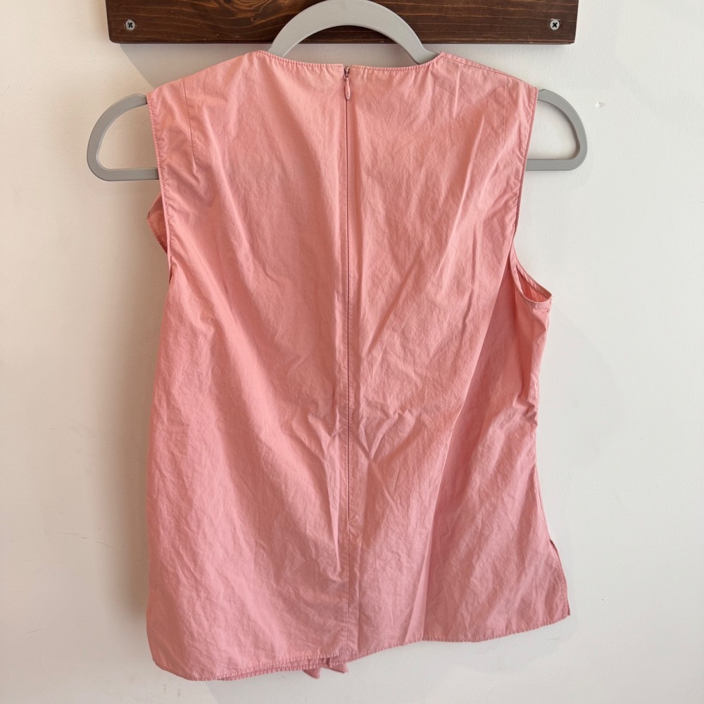 Akris Punto‎ Pink Ruffle Front Sleeveless Poplin Top Blouse US 6 IT 42 - Picture 4 of 7